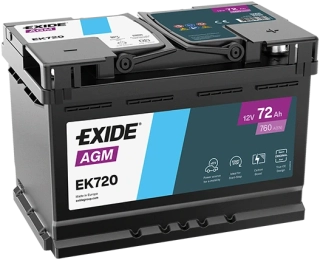 Autobaterie Exide Start-Stop AGM 12V 72Ah 760A, EK720